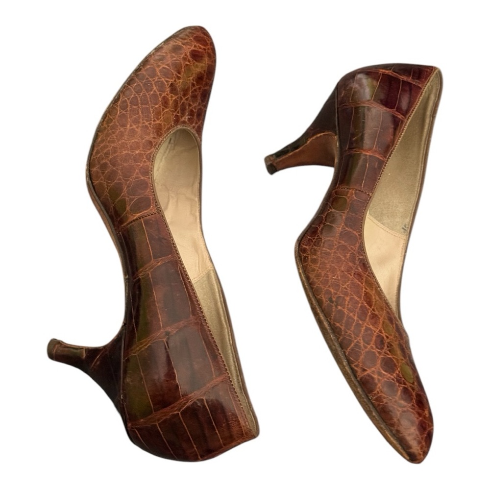 Vintage Troylings alligator size 6 brown  pumps